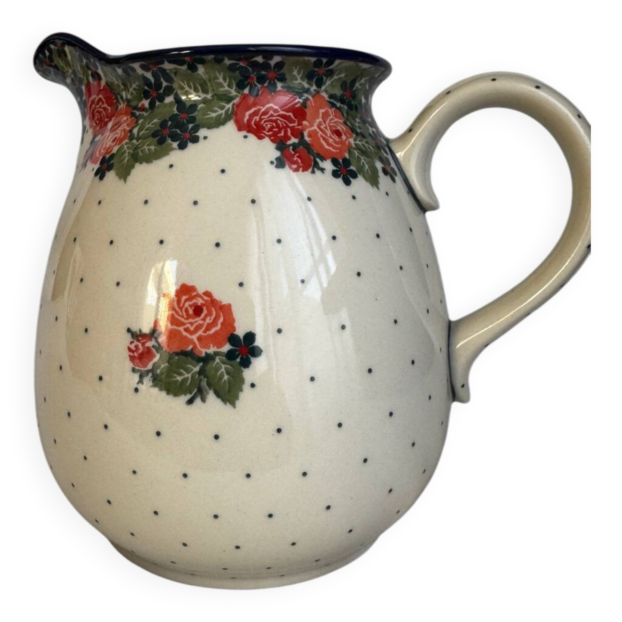 Large handcrafted jug with hand-drawn design