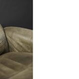 Vintage Mid-Century Danish Modern Brown Swivel Chair & Ottoman, 1960s