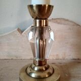 Small 1940s bedside lamp - cut glass and brass base