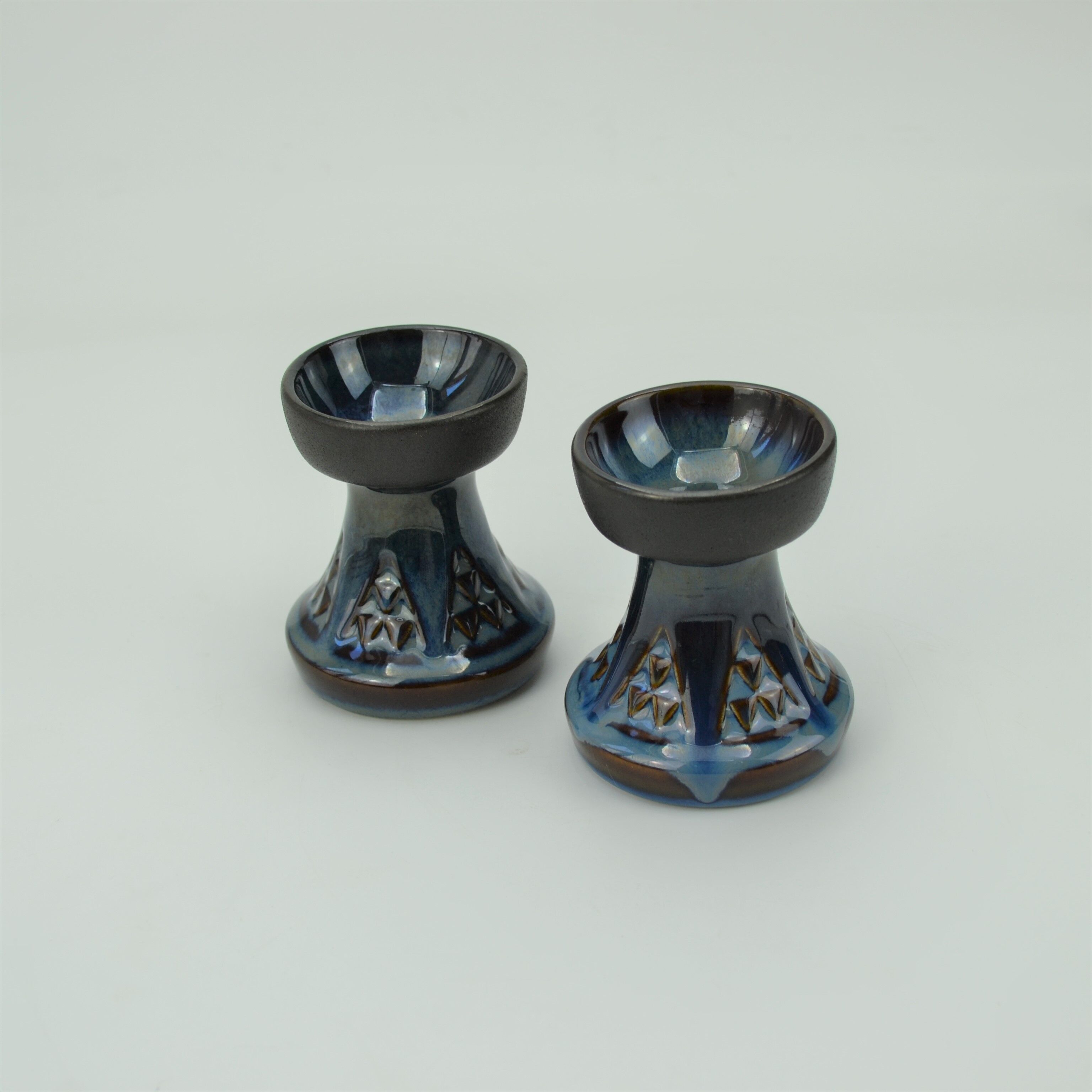 Pair of EJner Johansen series sandstone candle holders EJ64 for Søholm Stentøj
