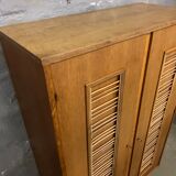 Vintage oak and rattan cabinet 1960