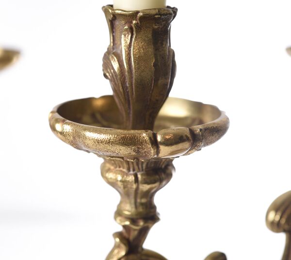 Paire de candélabres anciens à 6 bras en bronze, XIXᵉ siècle