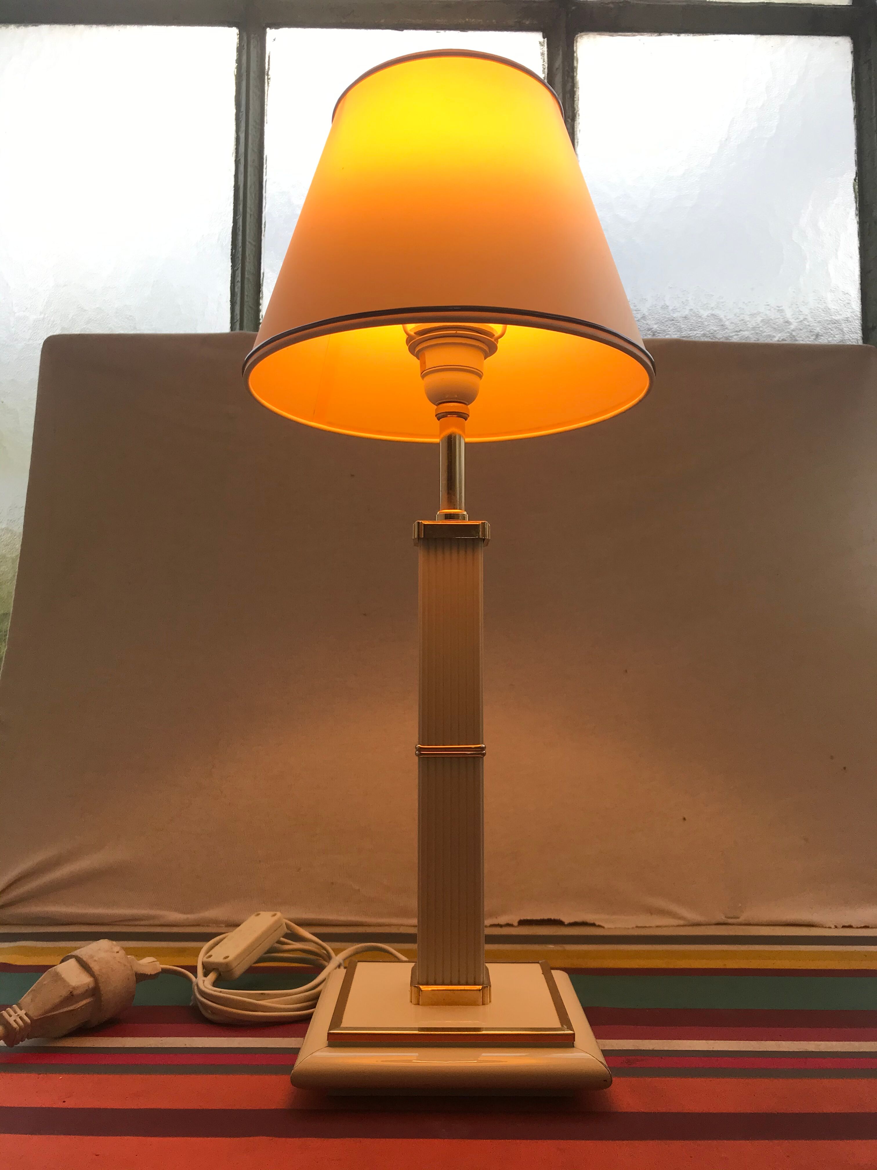 Table lamp by Robert de Schuytener ref2111 column - abat-day vintage cream