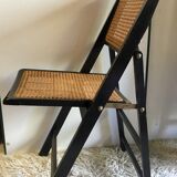 Four folding wooden and canning chairs - 70s