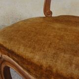 2 old chairs in walnut and velvet
