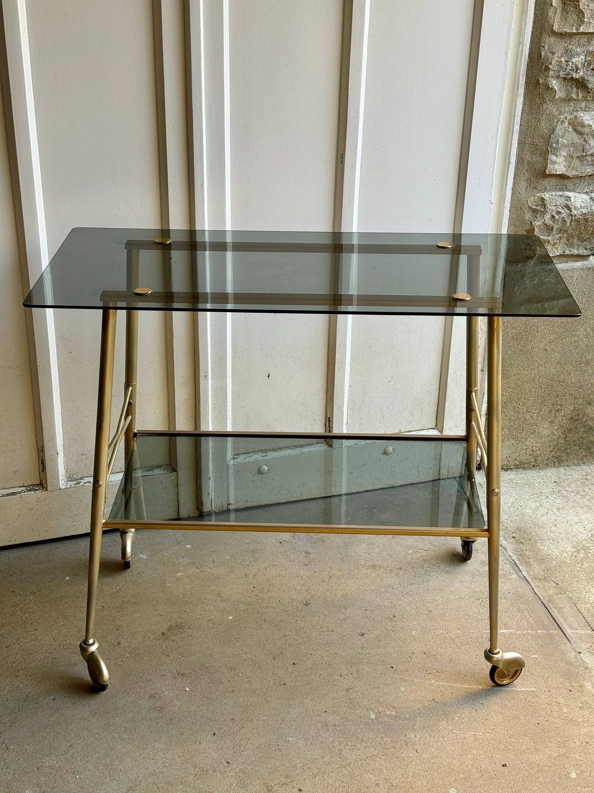 Double tray dessert in smoked glass
