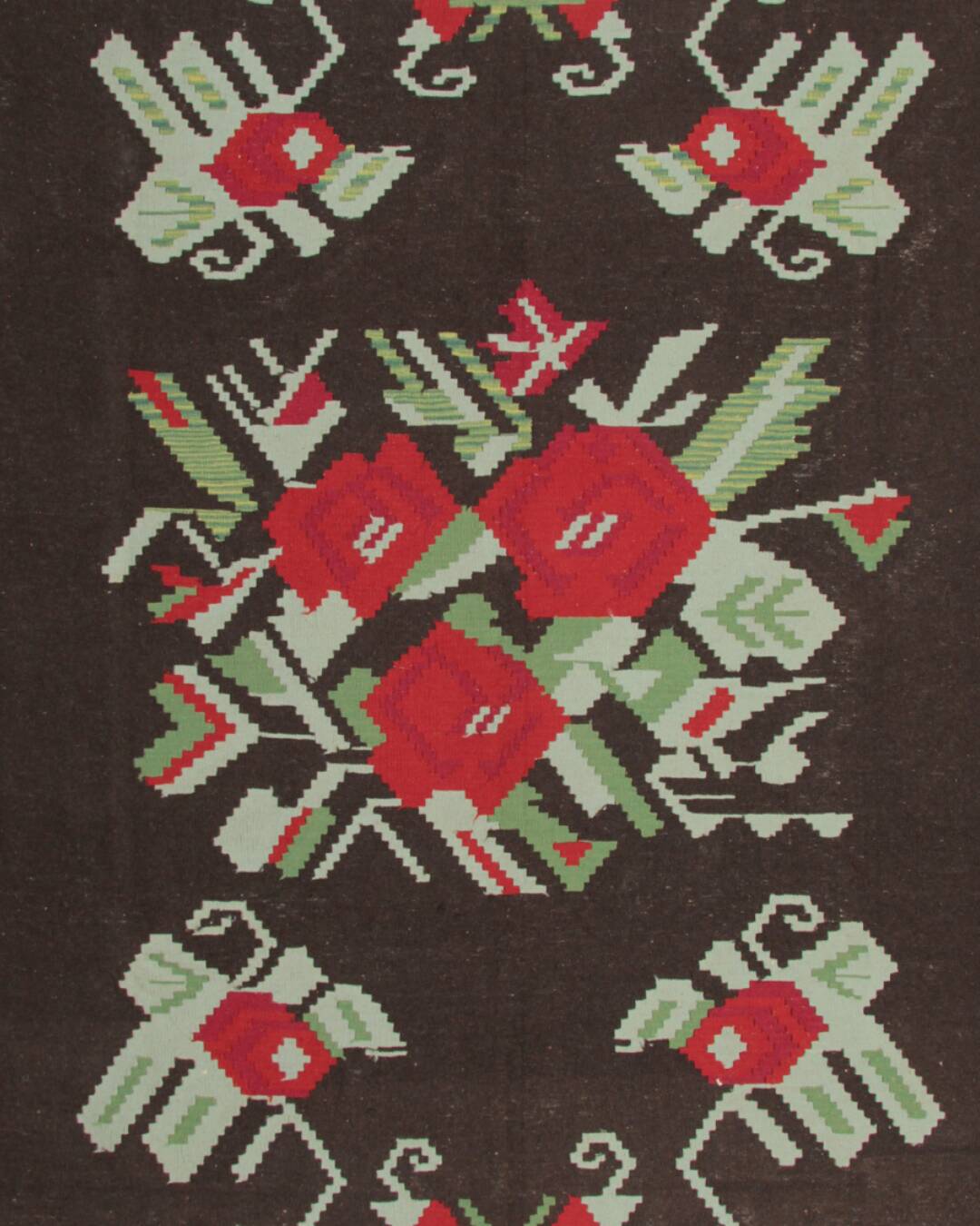 Tapis Kilim moldave en laine, grand motif floral tissé à plat, art populaire, 306 x 242 cm