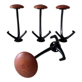 4 Vintage coat hooks brown, 70's interior