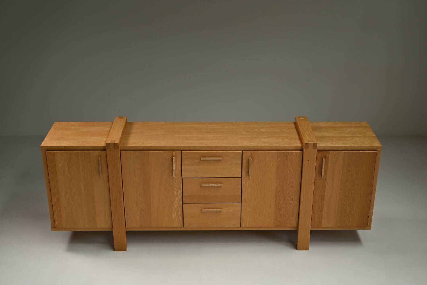 Large brustalist oak sideboard, Belgium.