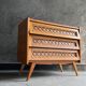 3-drawer chest of drawers with rattan decorations, France 1970s
