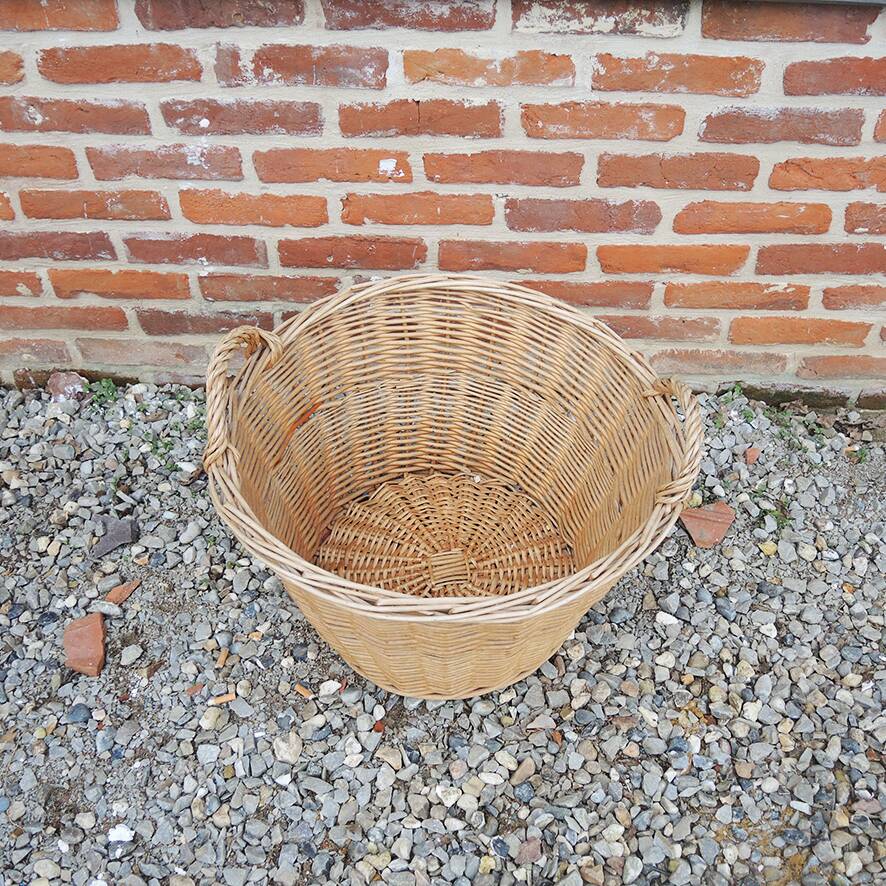 Antique Large Light Wicker Laundry Basket