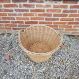 Ancien Grand Panier à Linge en Osier Clair