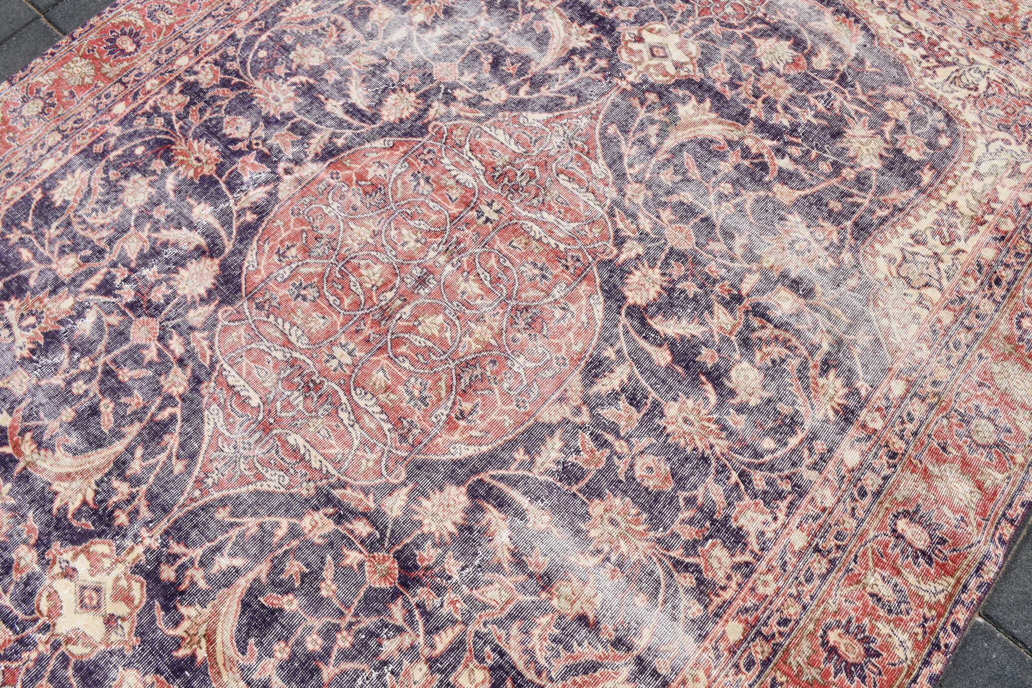Navy Blue Orientel Style Vintage Persian Rug, 228x338 Cm