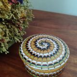 Art Deco ceramic jewelry box with spiral pattern
