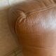 Vintage leather sofa 2 seater convertible caramel color