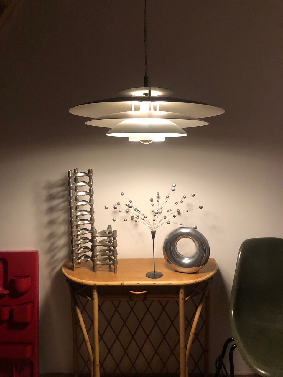 Large Scandinavian pendant lamp (50cm) / Silver matte
