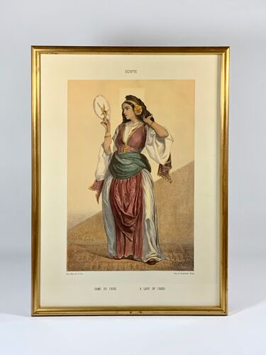 Impression sous verre "Dame du Caire" - Ecole orientaliste, XXème siècle, Alexandre Bida -