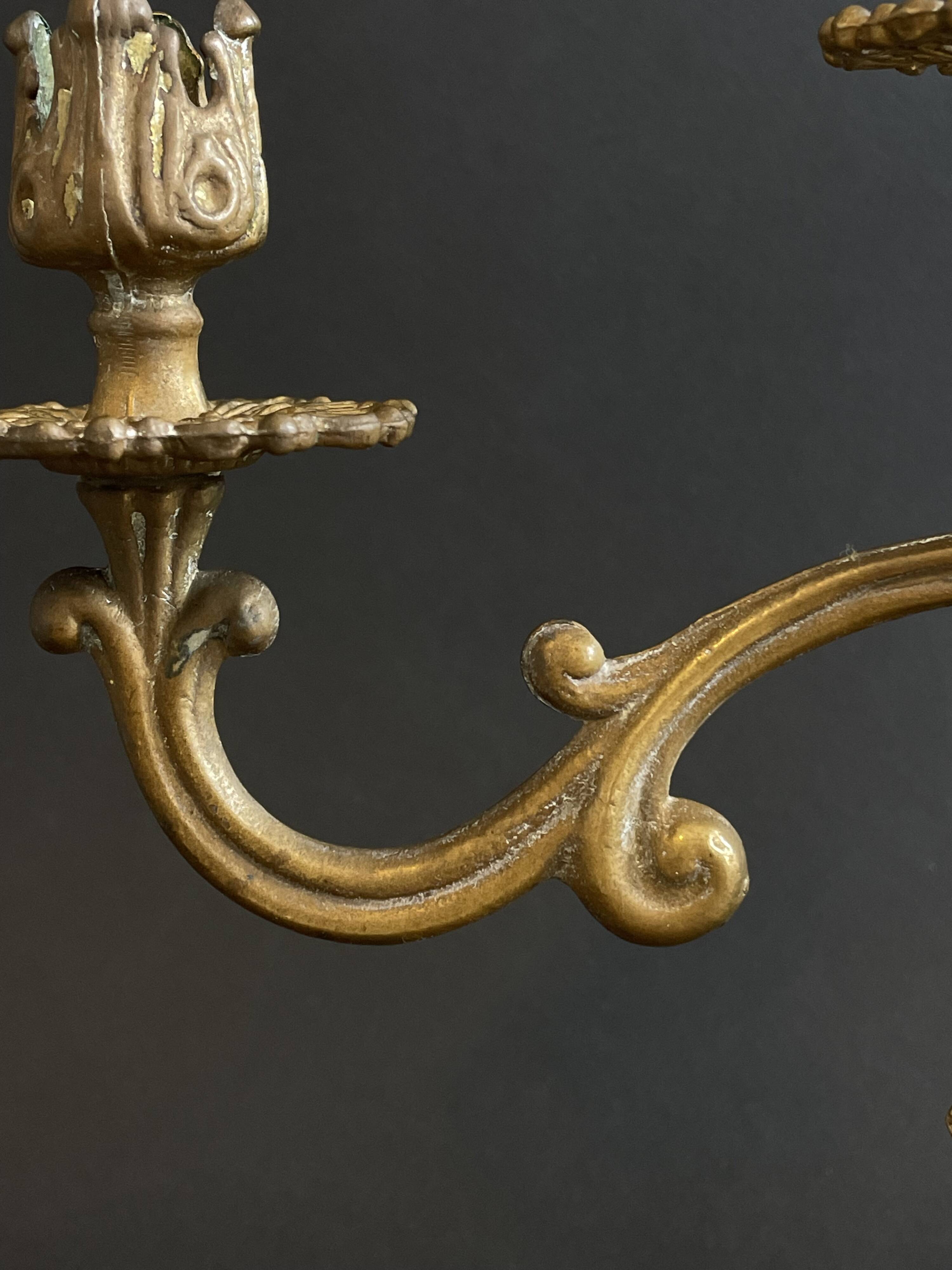 Pair of Napoleon III candelabra in brass, 19th century