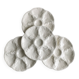 4 GIEN white barbotine shell plates