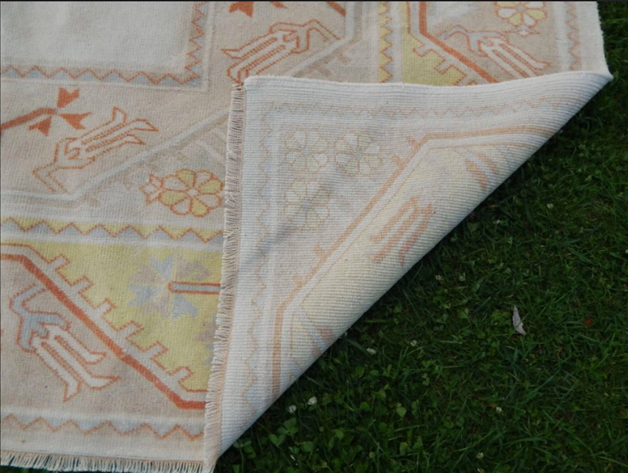 Vintage Turkish Oushak rug 195x287 cm