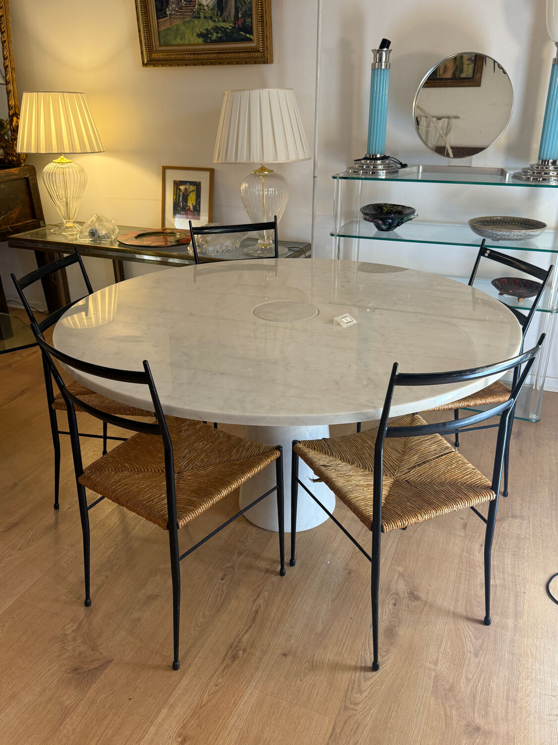 Eros Table in White Marble by Angelo Mangiarotti for Skipper, 1990s