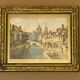 Framed antique engraving under glass