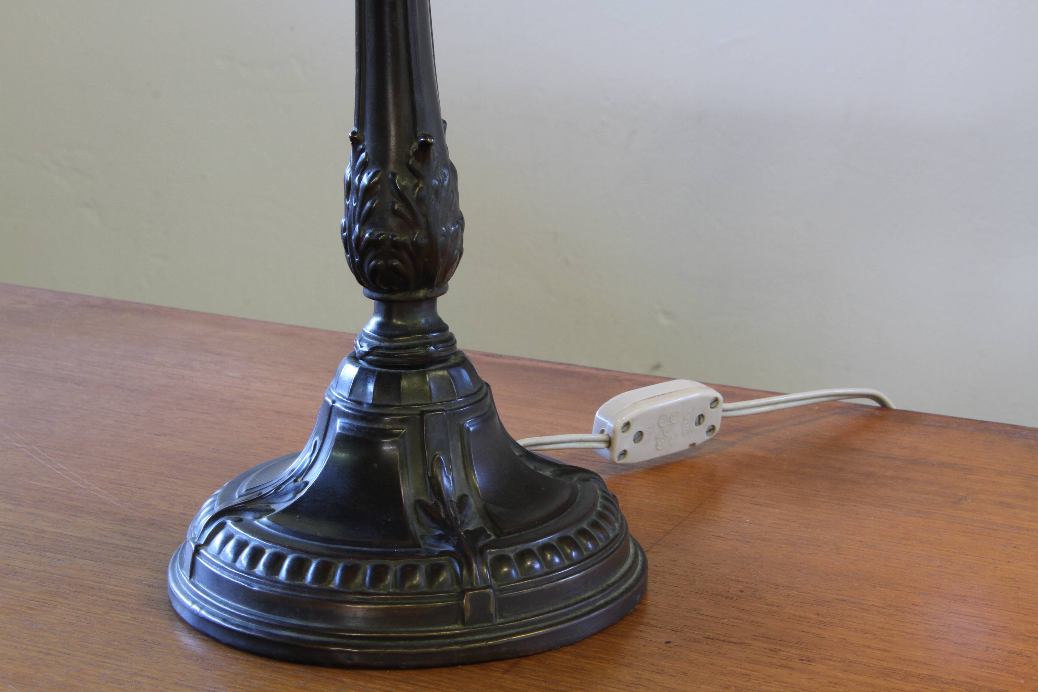 Vintage 1920s Danish table lamp in the style of Just Andersen Diskometal design