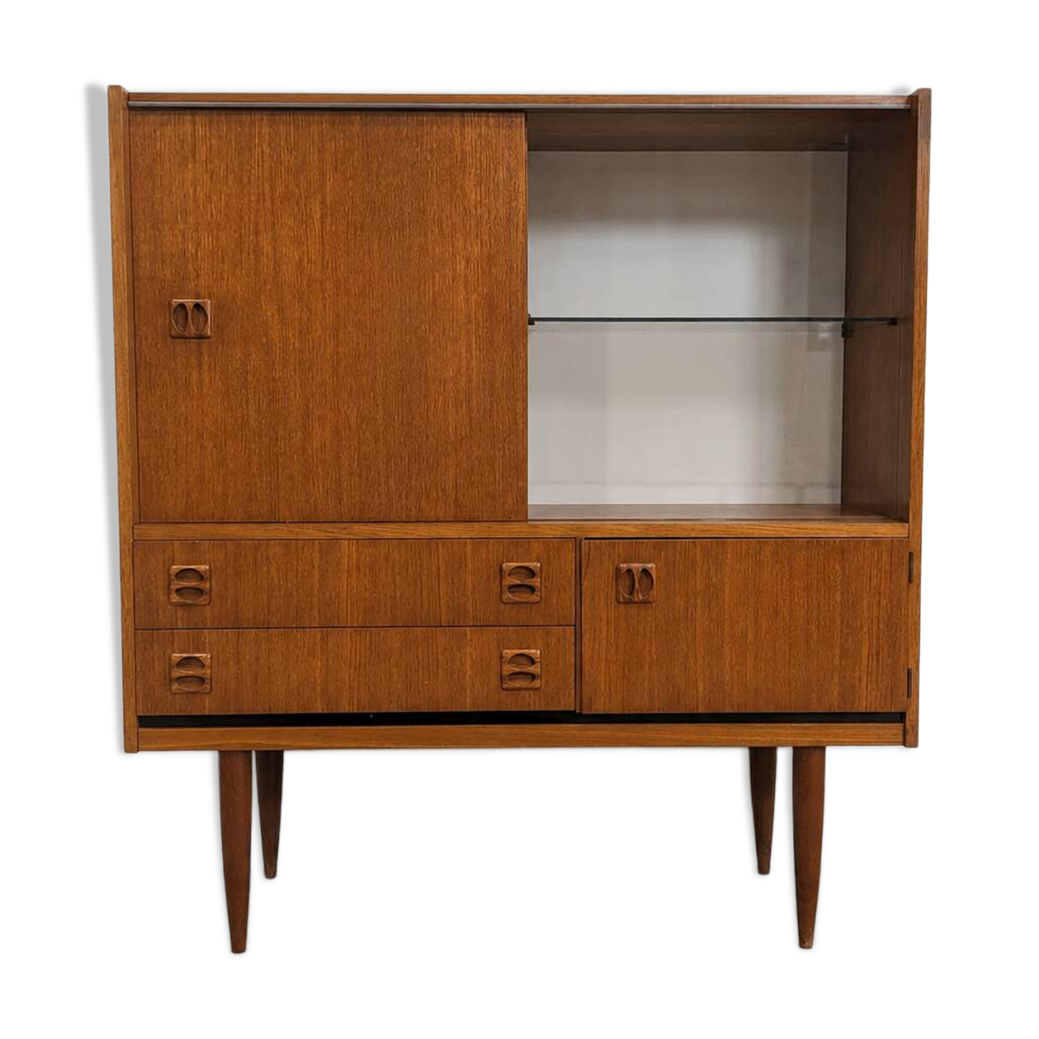 Compact Scandinavian highboard in teak, circa 1960.