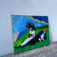 Tableau huile sur toile campagne couple