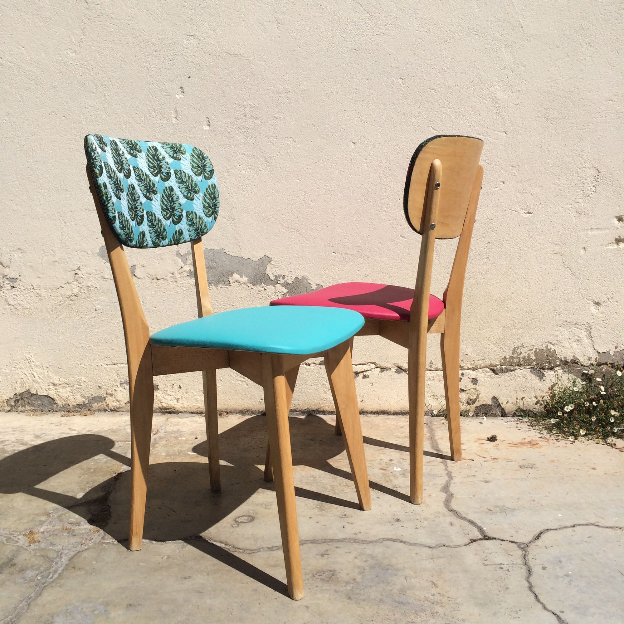 Pair of vintage chairs in solid beech