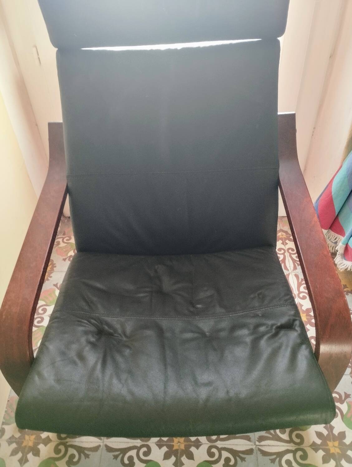 Scandinavian armchair in black leather