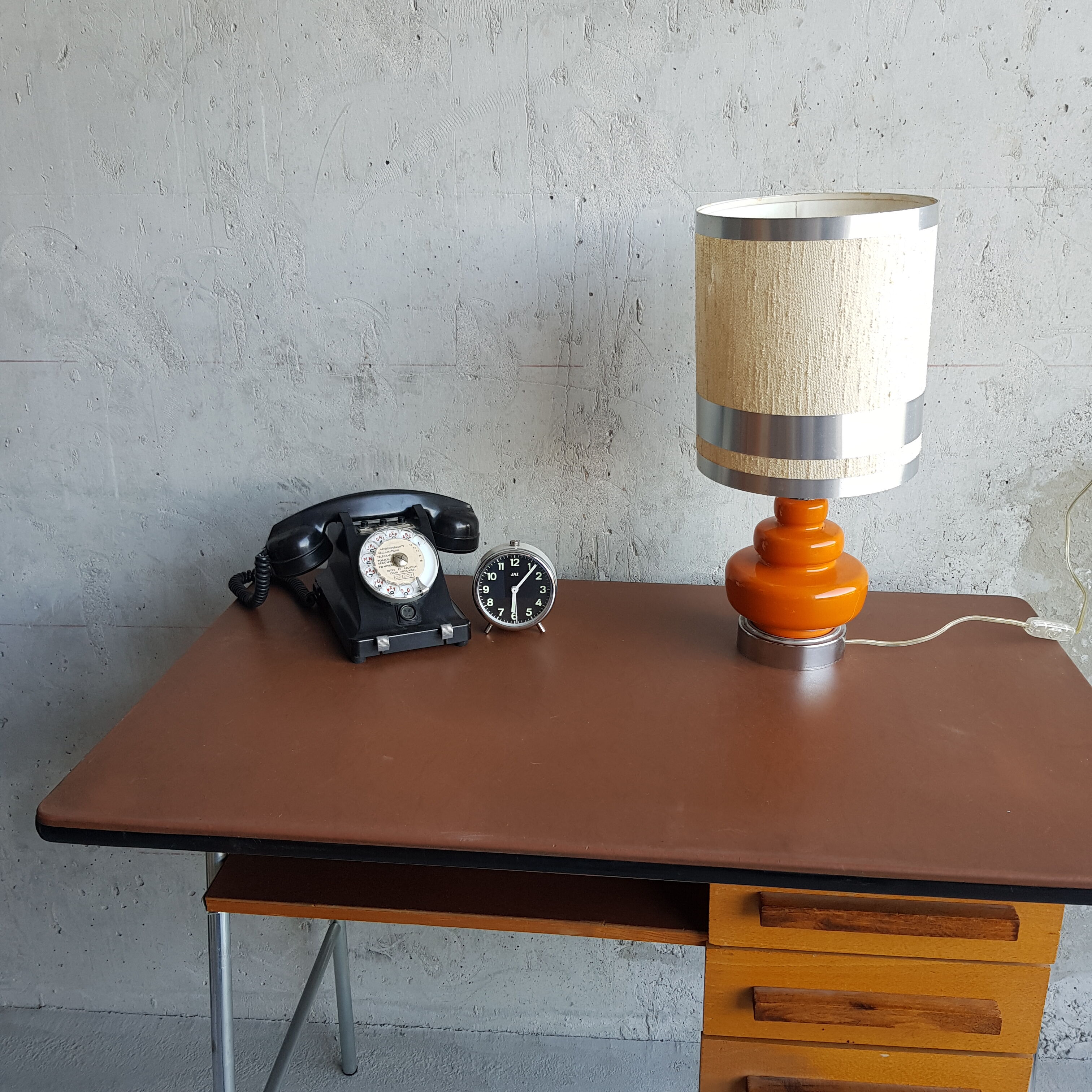 70s orange ceramic lamp