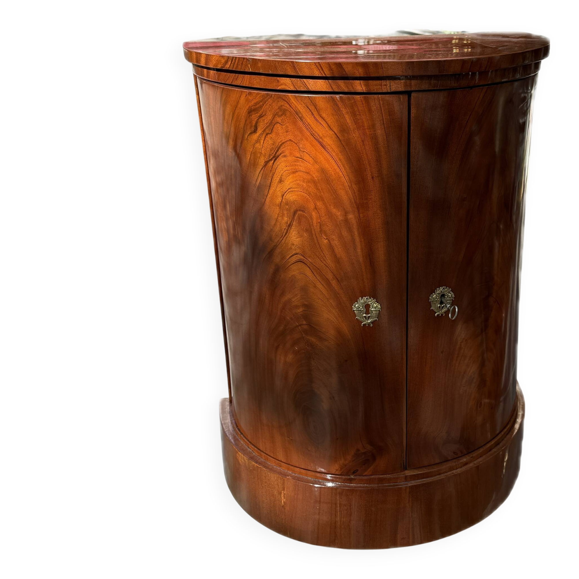 Antique Biedermeier Demi-Lune Mahogany Cabinet 1820
