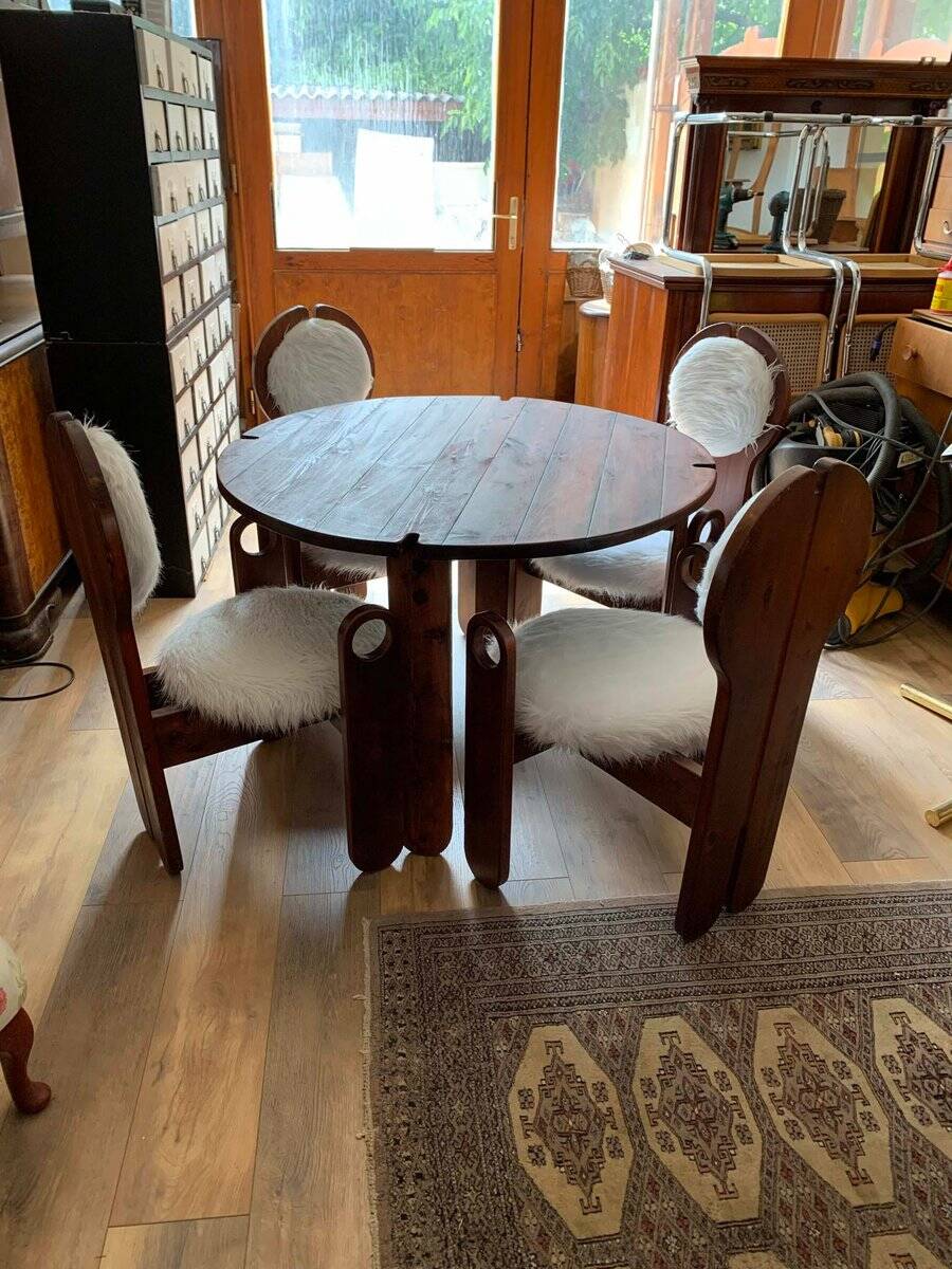 Vintage dining chairs & table by Szedleczky, 1960s, set of 5