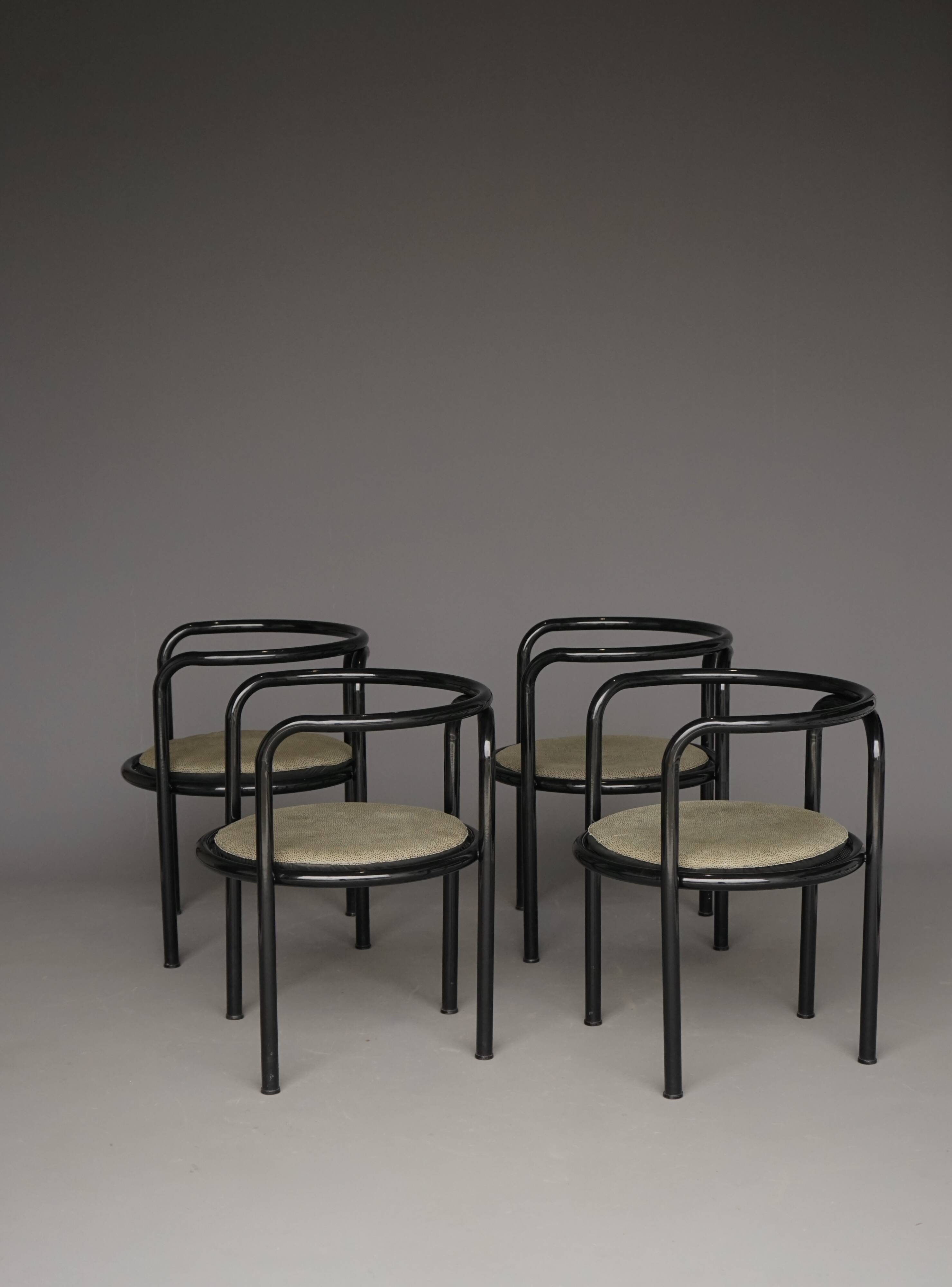 Set of 4 black 'Locus Solus' chairs by Gae Aulenti for Poltronova, 1960s
