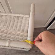 vintage white wicker rattan storage shelf