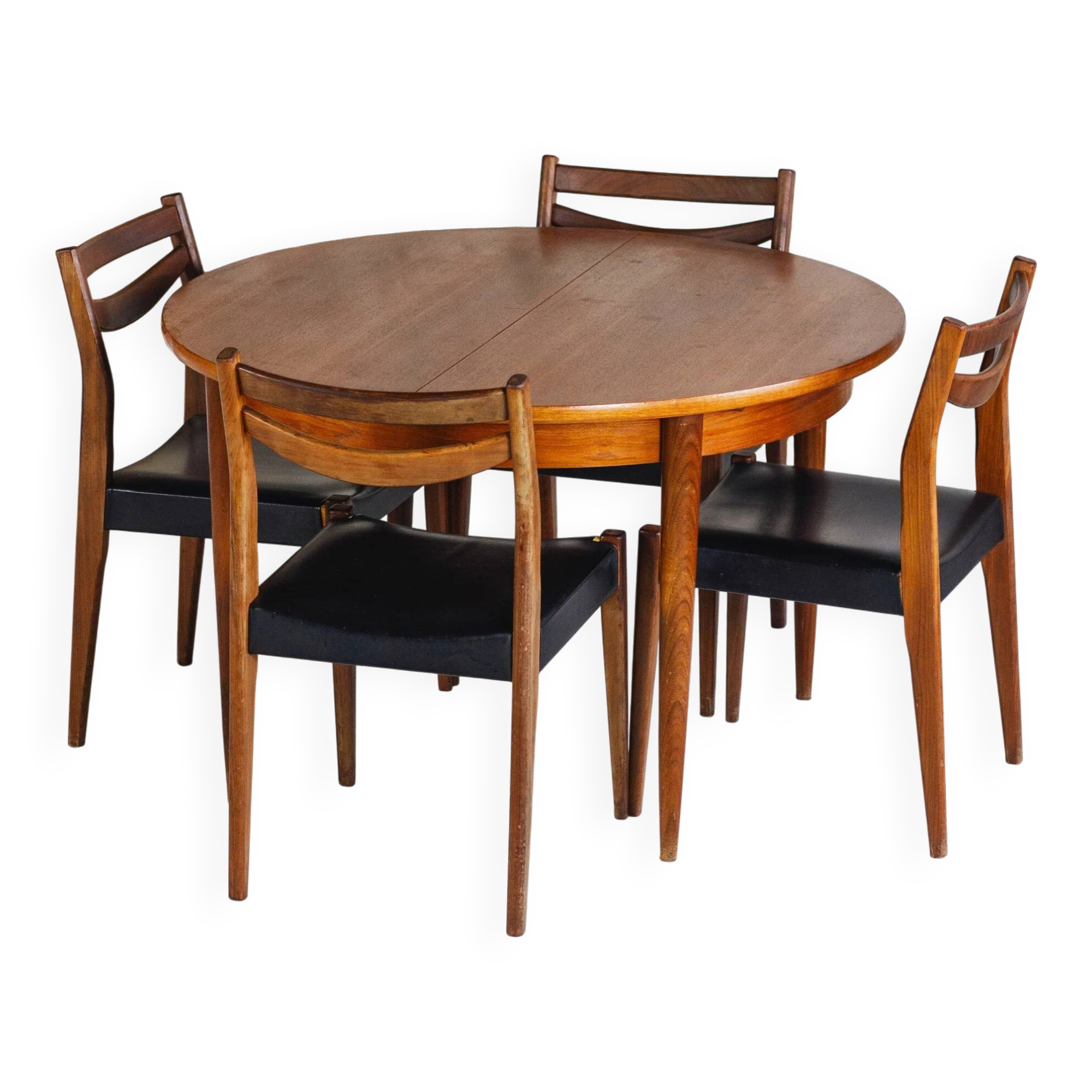 Vintage teak round table and 4 chairs, 1960