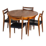 Vintage teak round table and 4 chairs, 1960