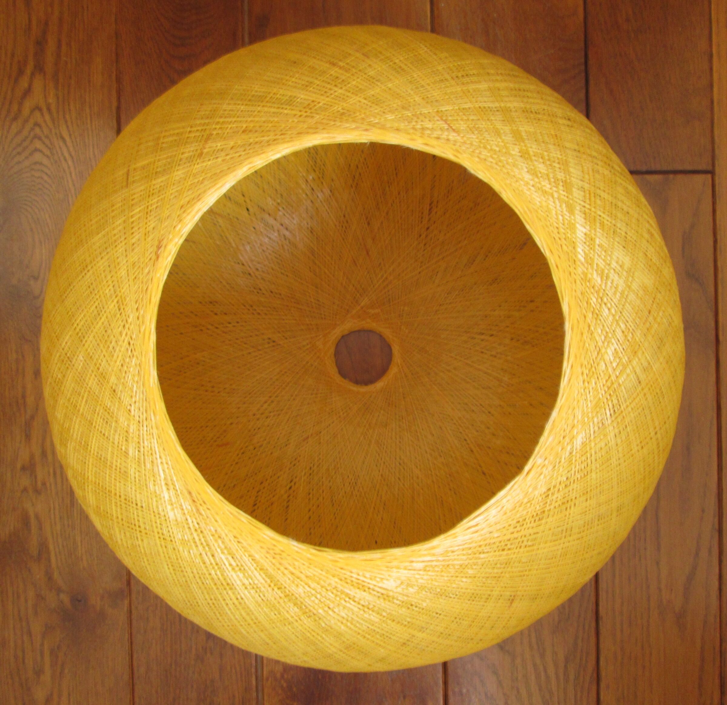 Atomic yellow spun fiberglass hanging lamp, early 1960