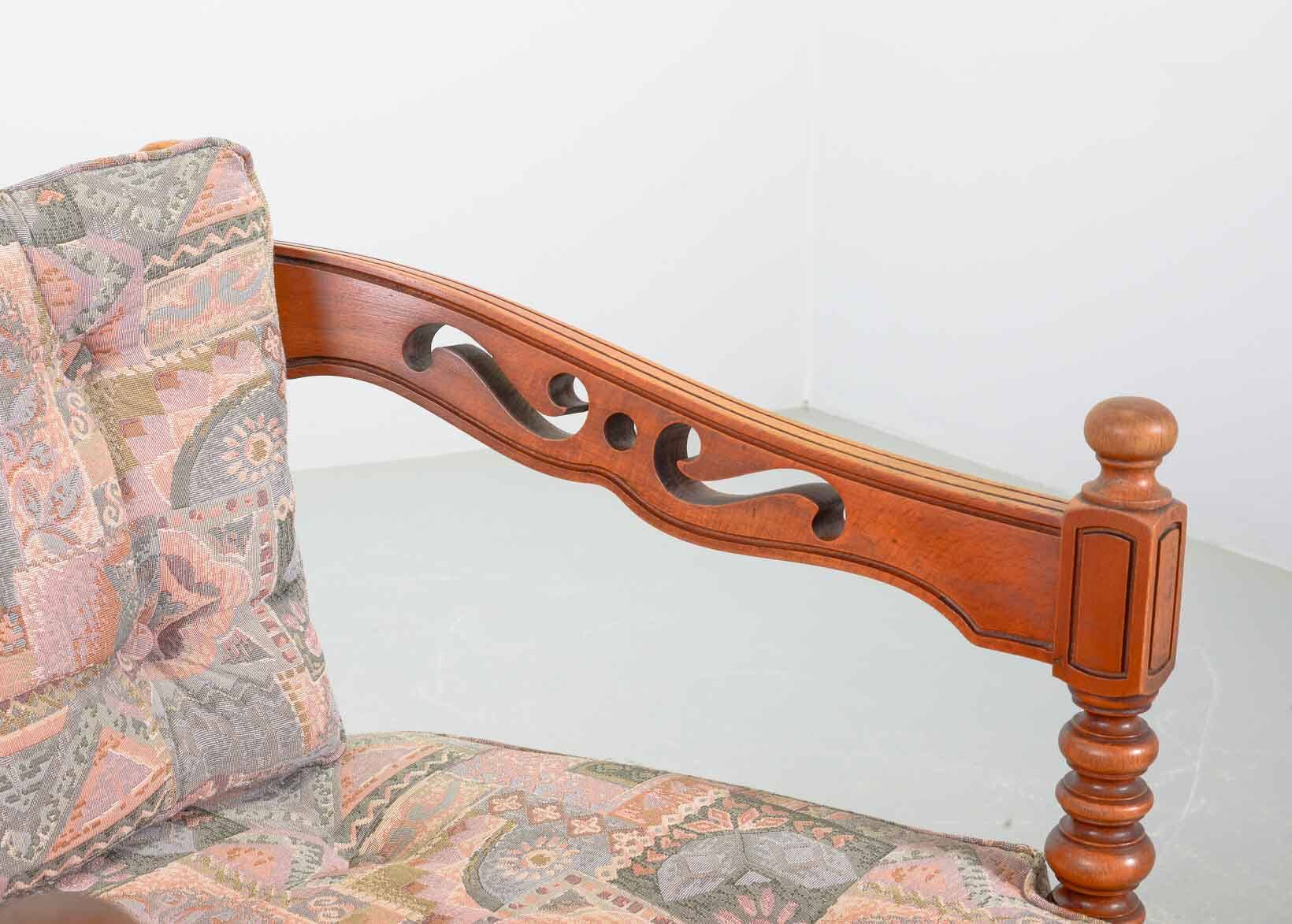 Giorgetti Gallery Collection Wooden Lounge Chairs w. Gobelin Upholstery 70s