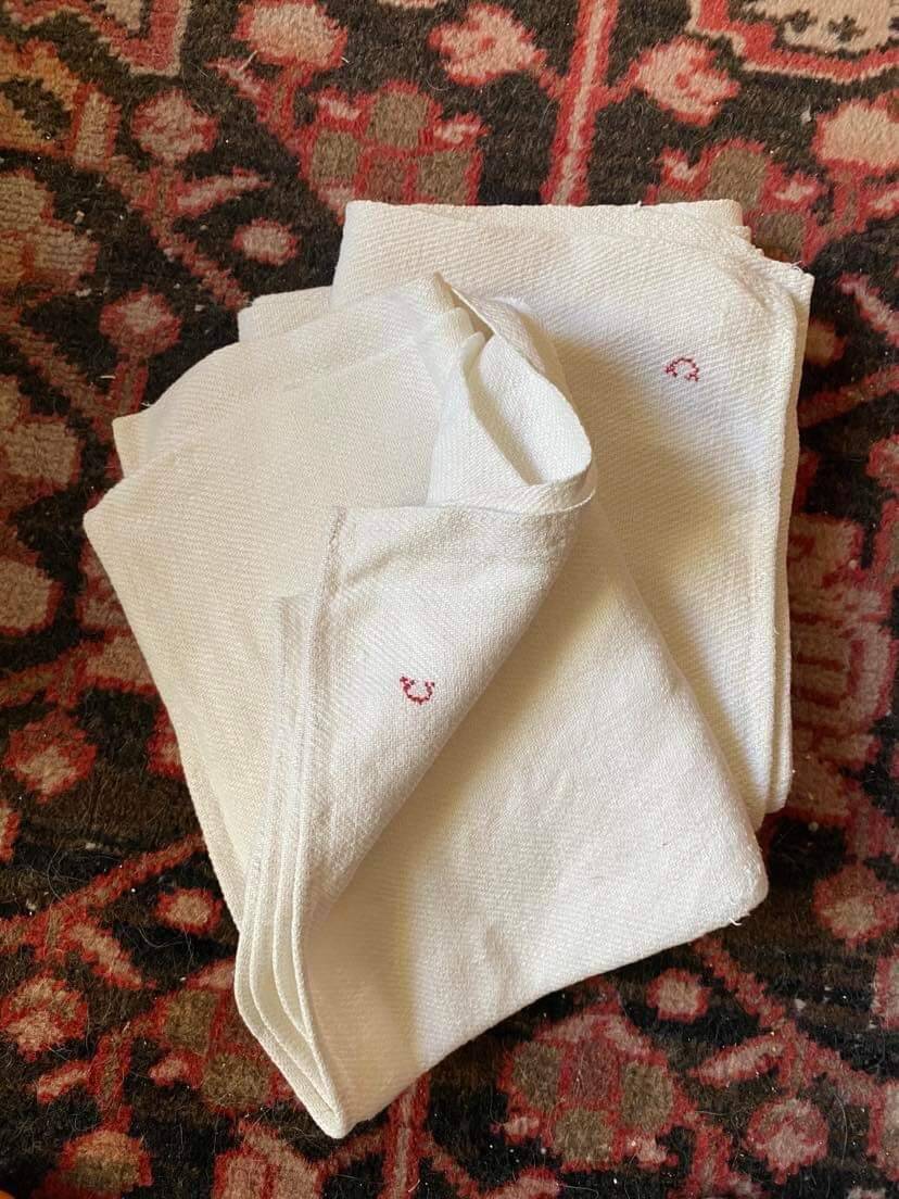 Pair hemp tea towels nineteenth.