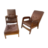 Manufrance armchairs and footrests