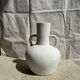 Handcrafted terracotta vase painted white with double handles h:40 d:30