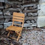 Rustic wooden folding children's chair