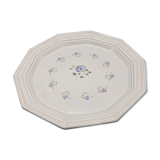 Plat octogonal rose pâle décor floral de Niderviller - ∅ 32cm