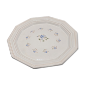 Pale pink octagonal dish, floral decoration of Niderviller - ∅ 32cm