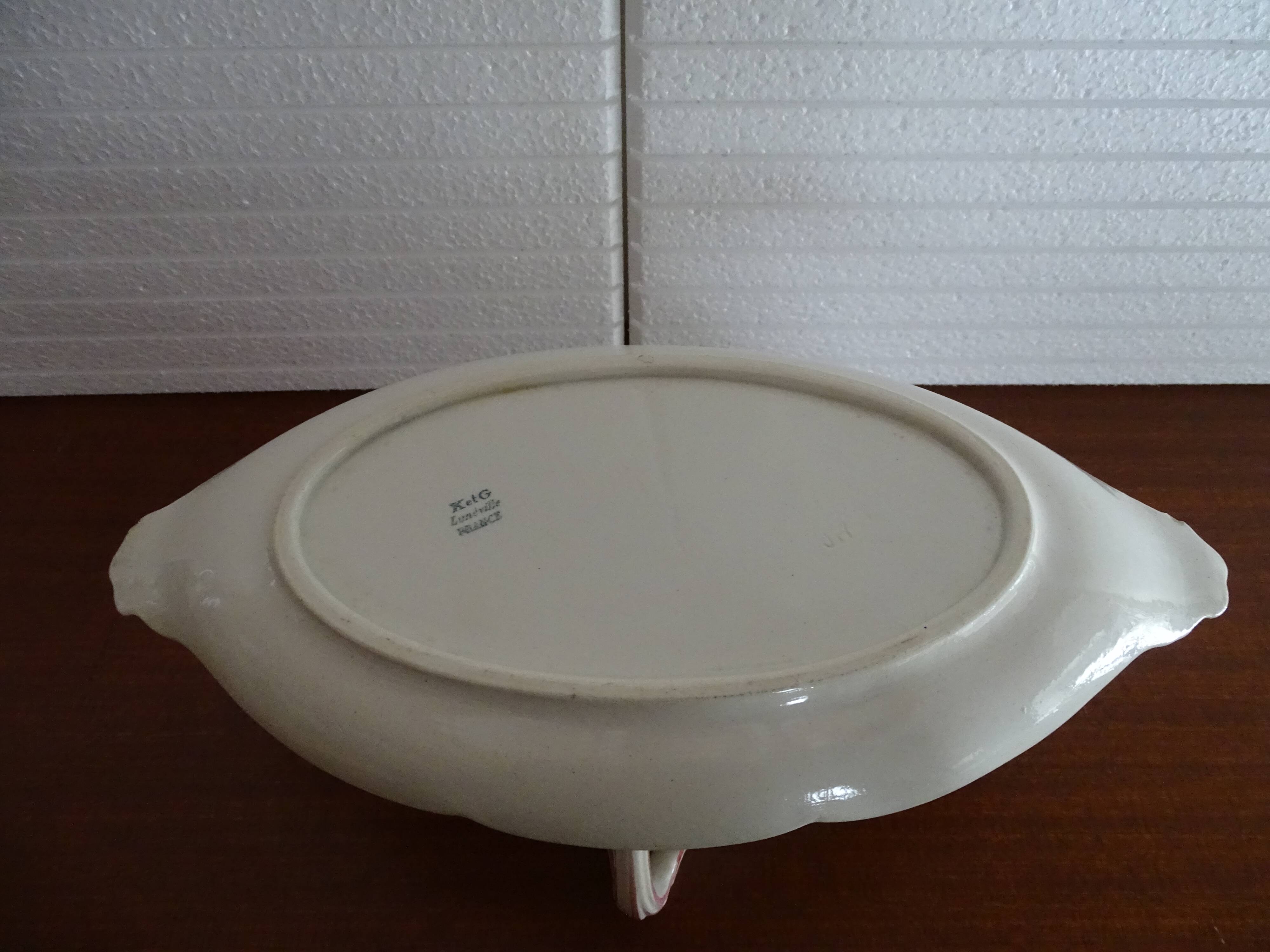 KG Lunéville earthenware sauce boat with handles, CHINA model - 30.5 cm