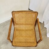 Vintage Wooden Cane Armchair by Branko Ursic: Mid-Century Lounge Chair