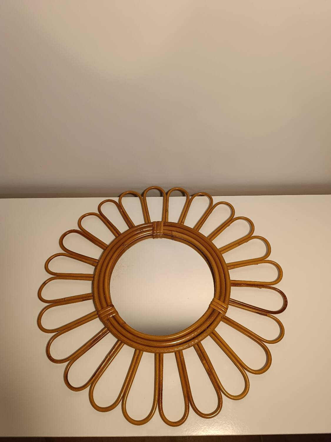 Vintage Rattan Witch/Sun Mirror