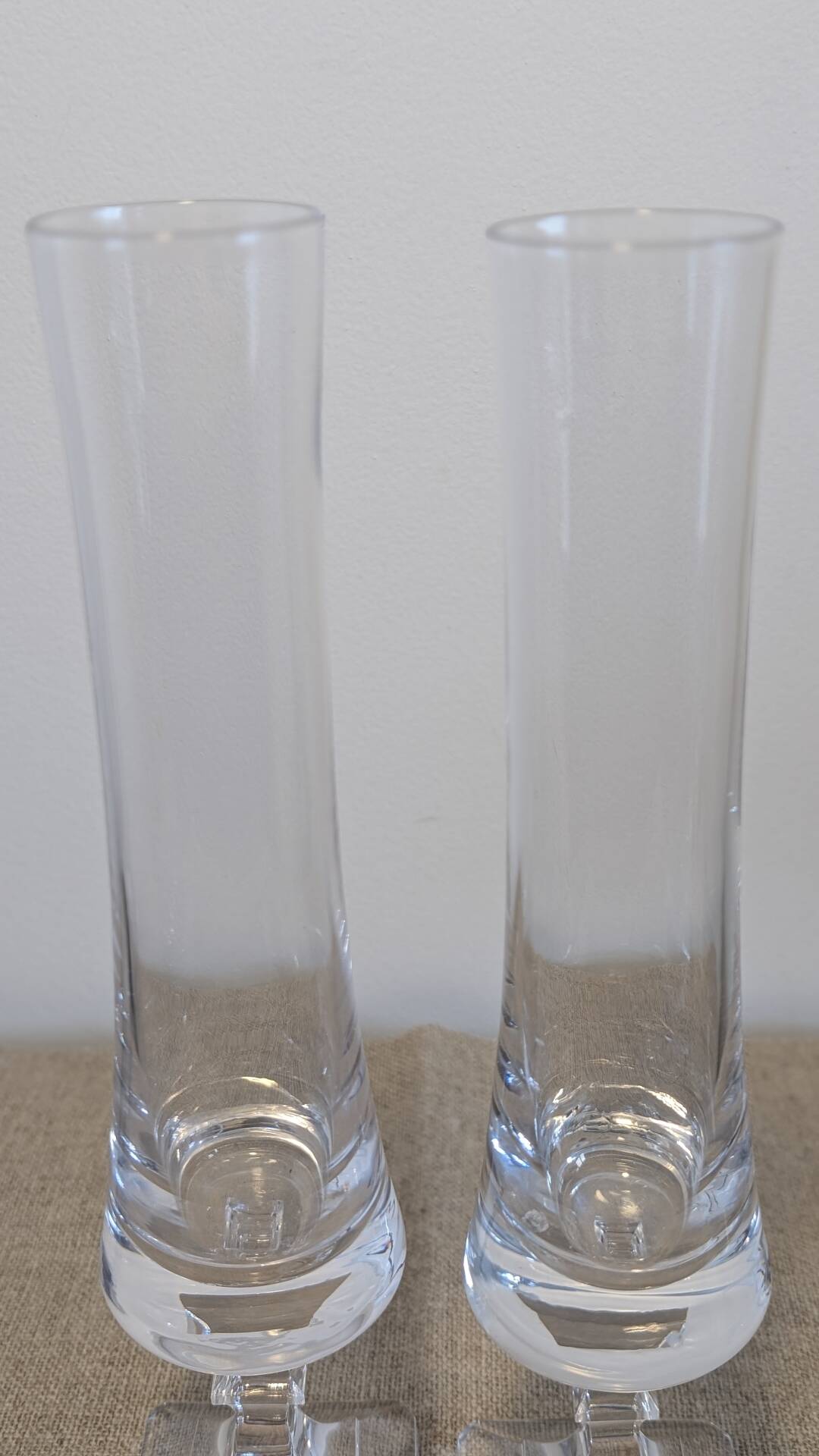 Pair of Bayel crystal flower vases – 24 cm – square bases